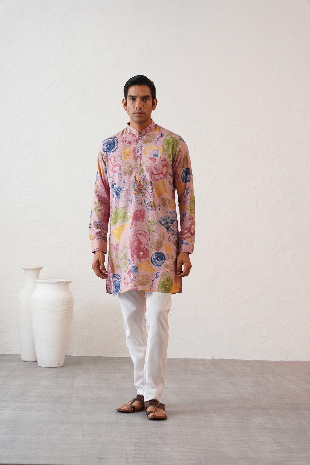 Abstract Pink Kurta Set