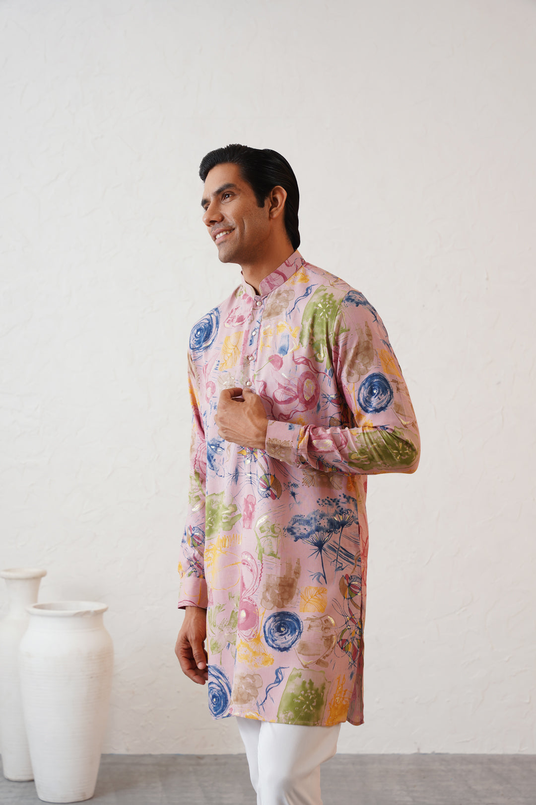 Abstract Pink Kurta Set