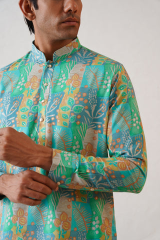 Abstract Marine Kurta Set