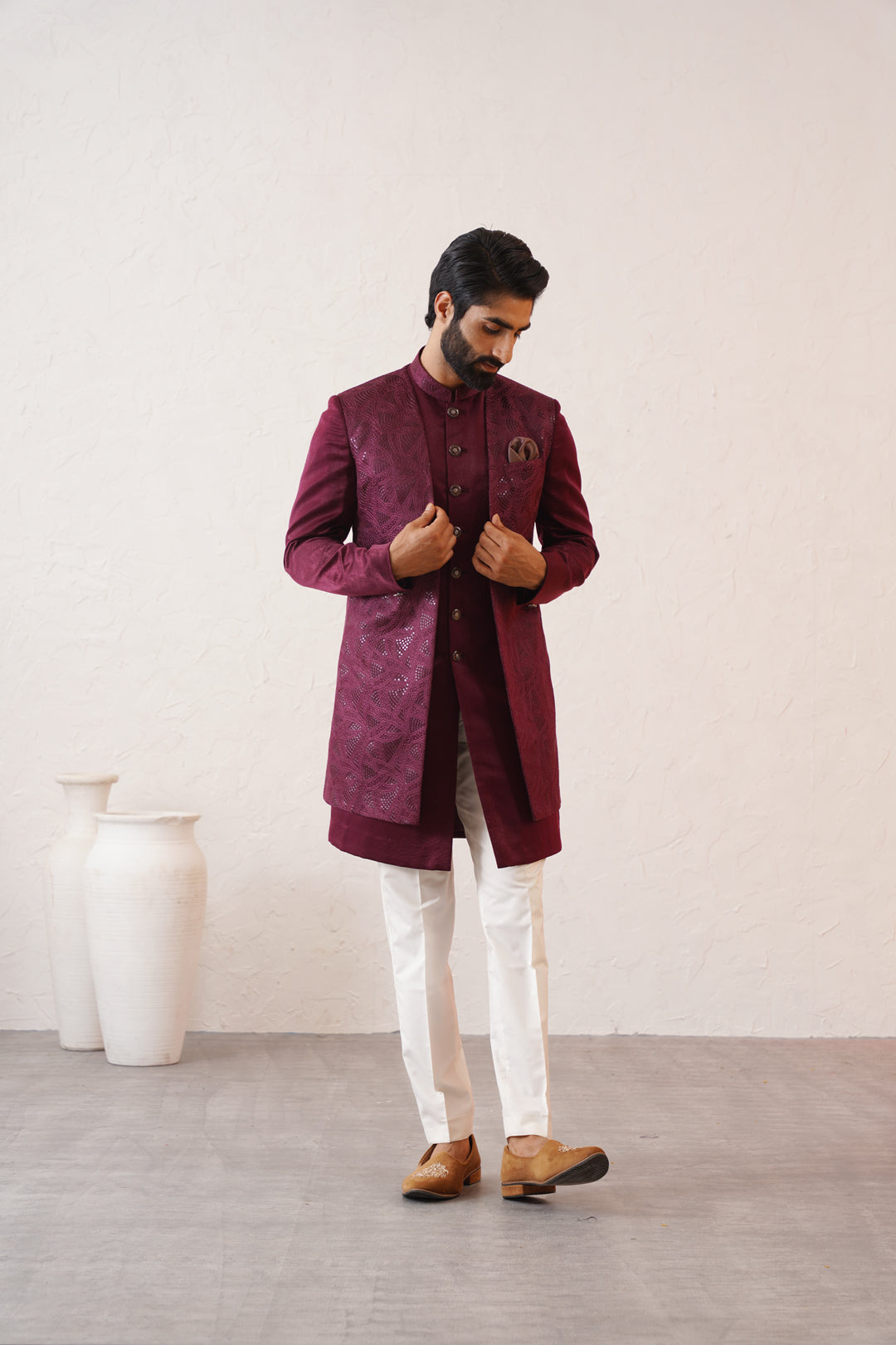 Burgundy Open Indo Western