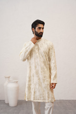 Pista Zari Kurta Set