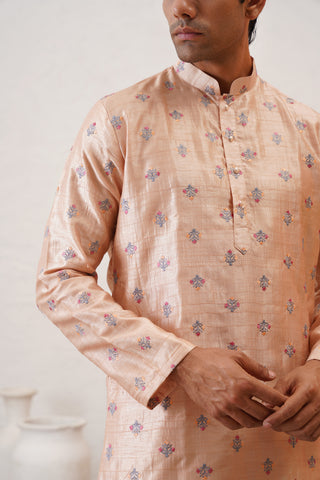 Peach Silk Kurta Set