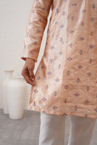 Peach Silk Kurta Set