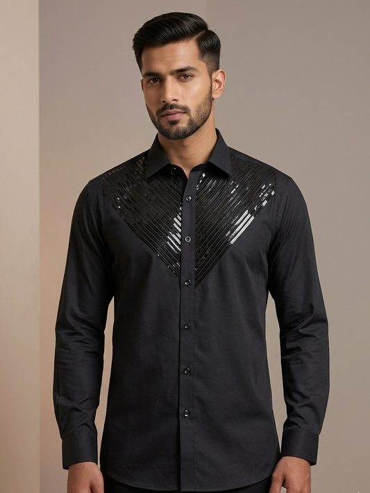 Black Vortex Embellished Shirt