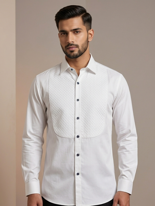 White Tuxedo Quilt Shirt