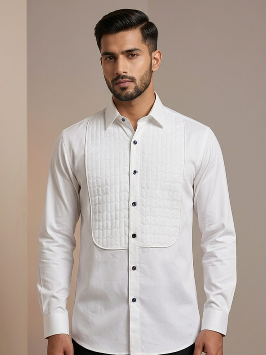 Diamond Quilted White Shirt