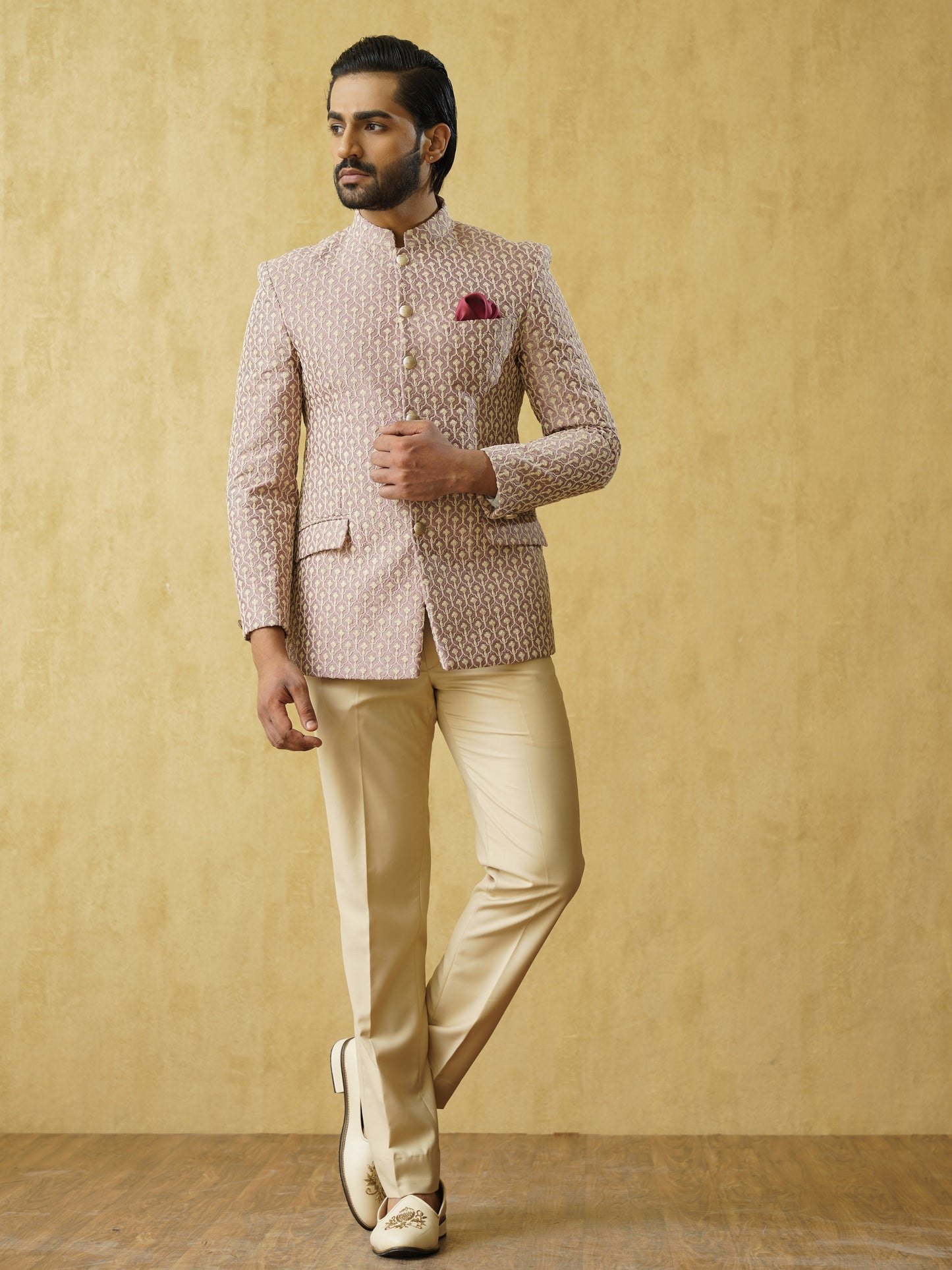 Orchid Pink Bandhgala suit