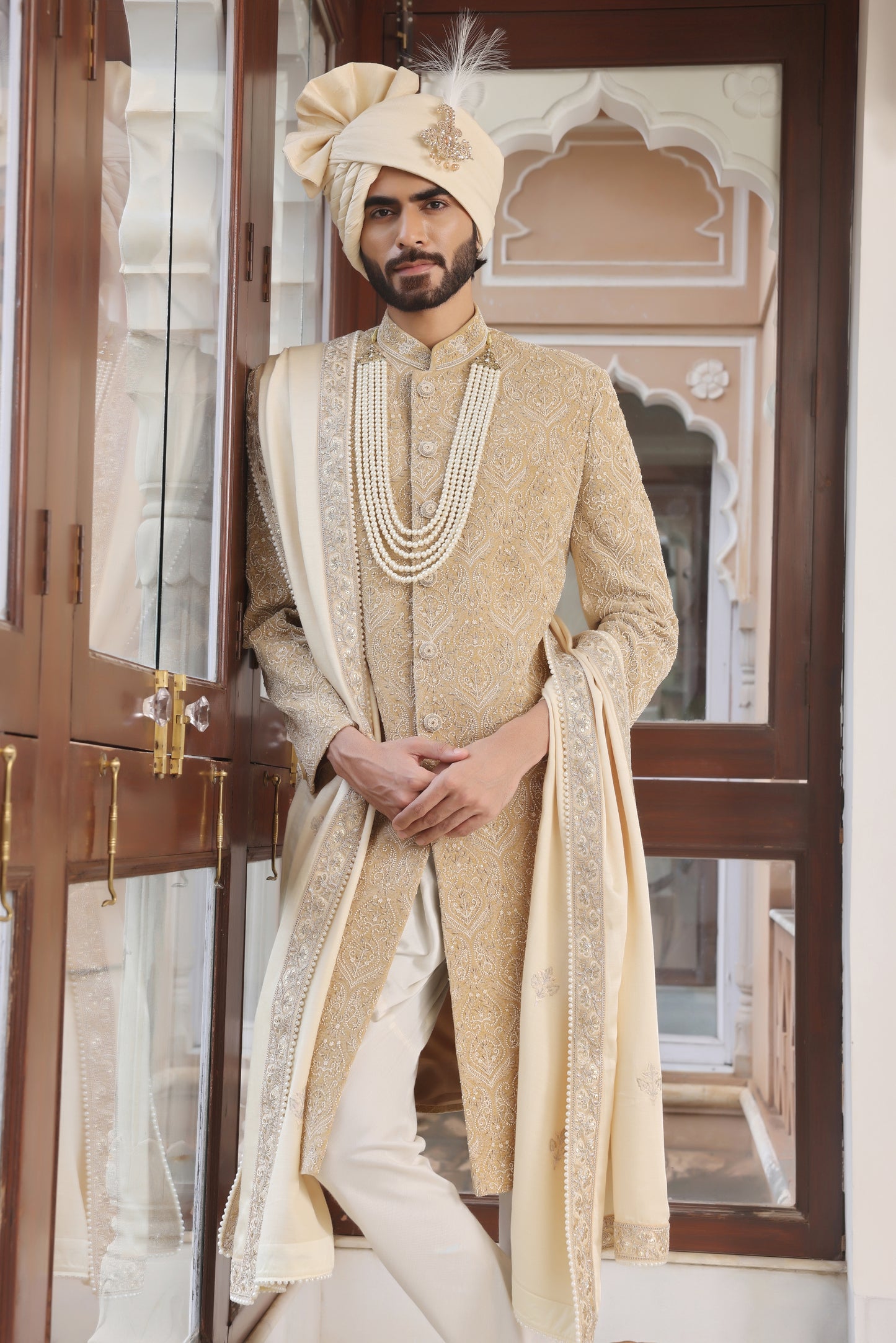 Plush Pearl Beige Sherwani