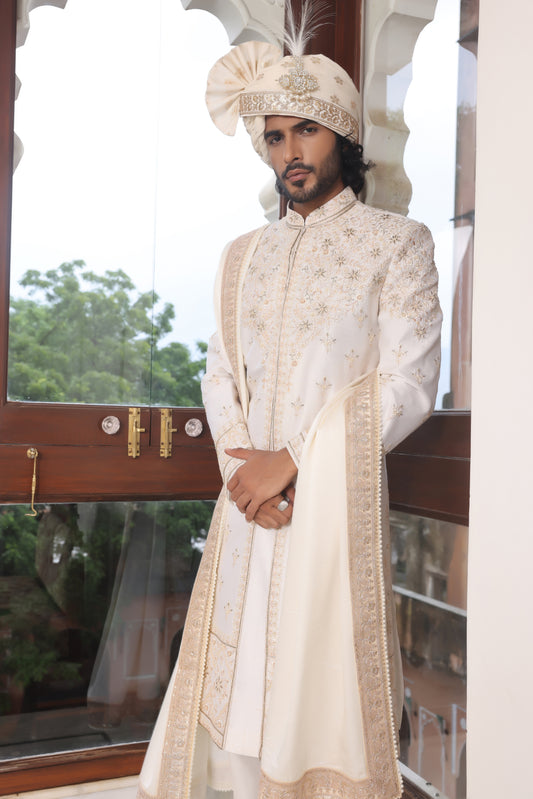 Ivory Silk Sherwani