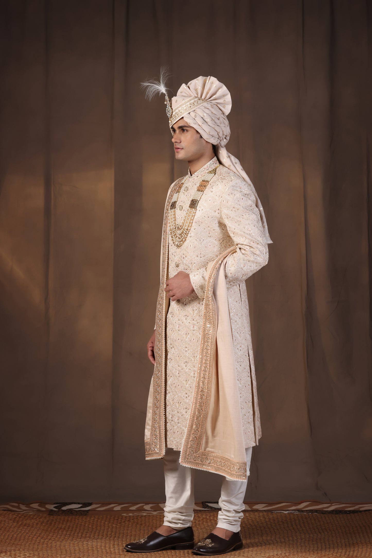 Pastel Cream Pearl Sherwani