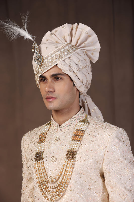 Pastel Cream Pearl Sherwani