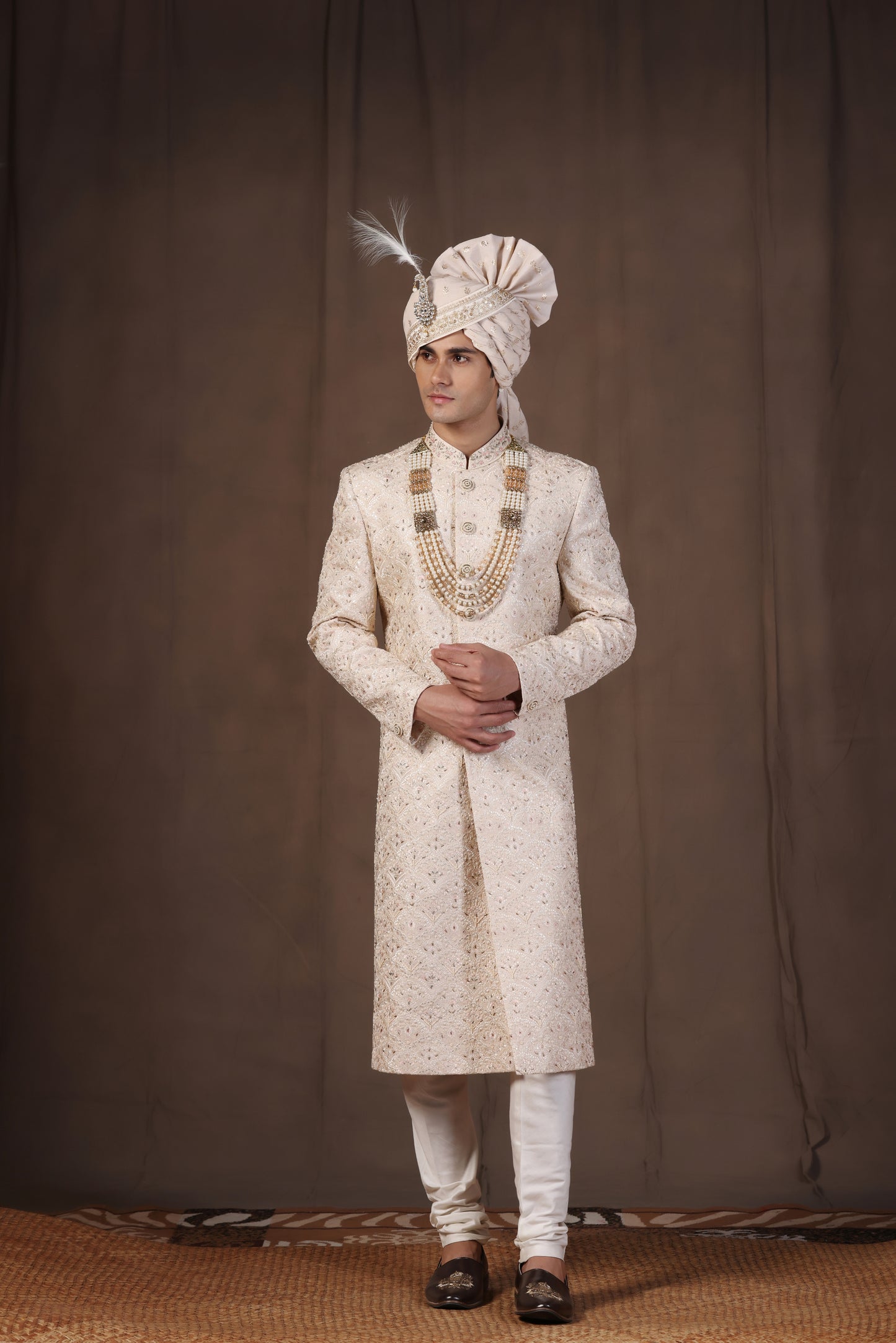 Pastel Cream Pearl Sherwani