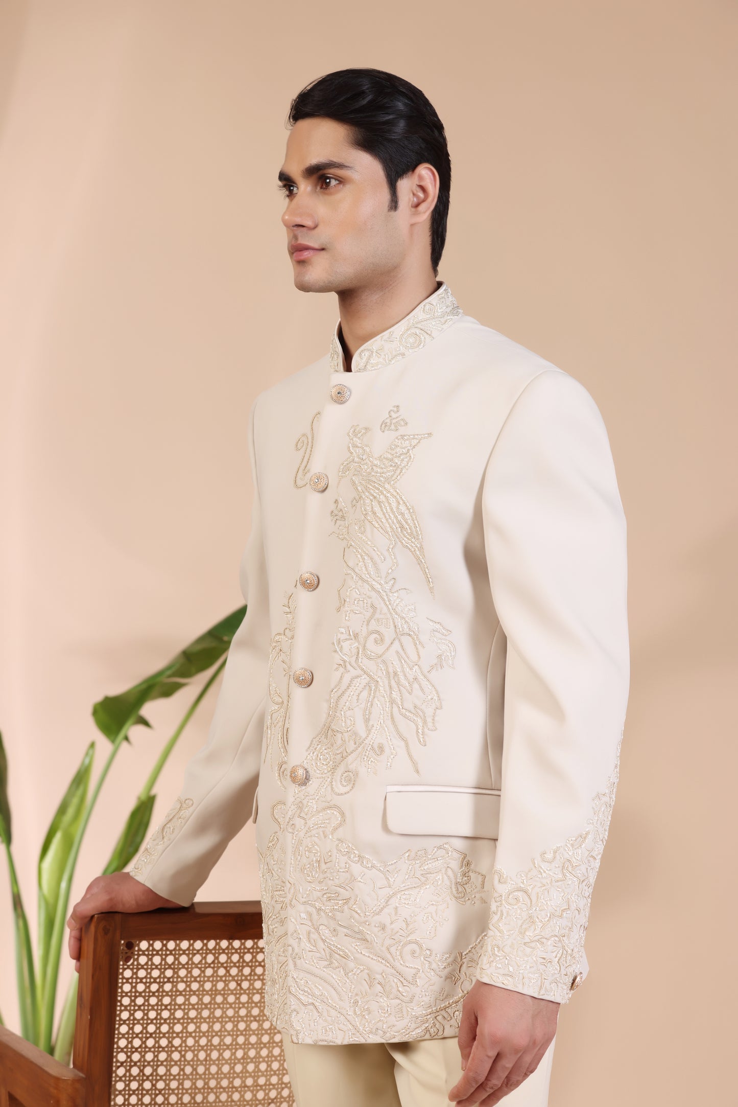 Intricate Ivory Jodhpuri Suit