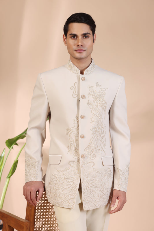 Intricate Ivory Jodhpuri Suit
