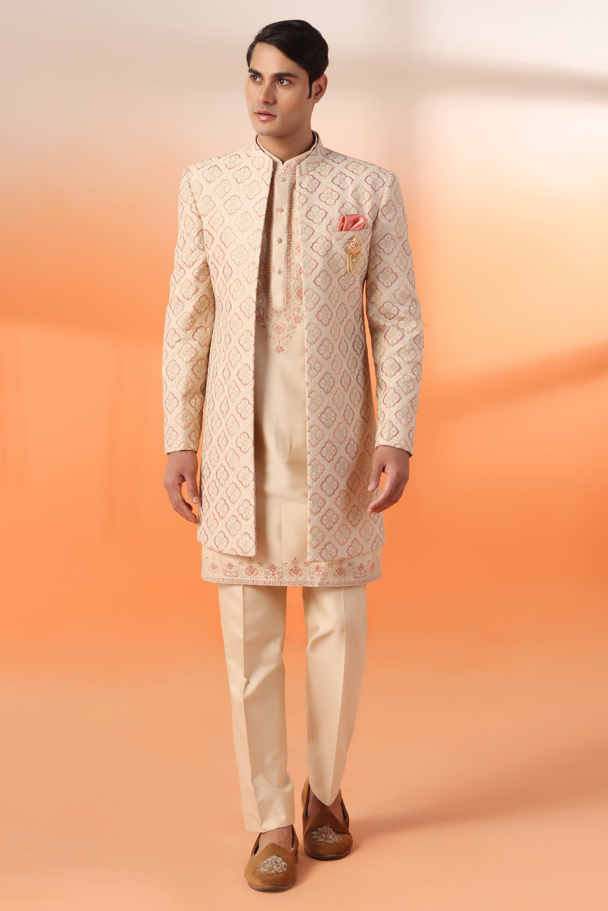 Zoop Cream Indoo Western For men