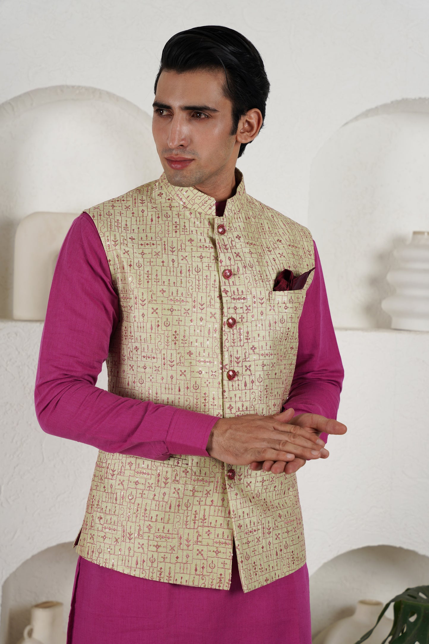 Rose Petal Kurta Bundi Set