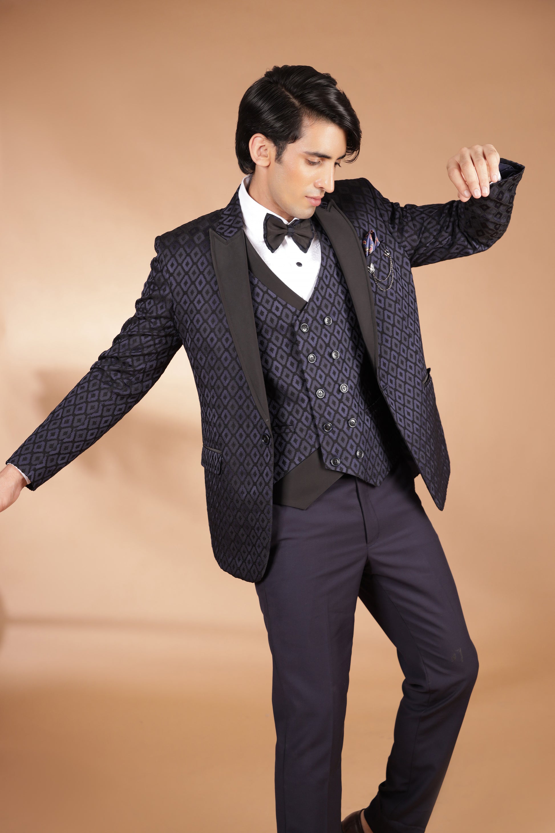 Buy Premium Men's Tuxedos Online Harlequin Navy Blue – Zoop Men