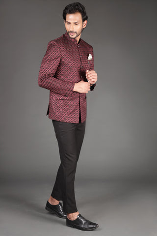 Harlequin Maroon Bandhgala Suit