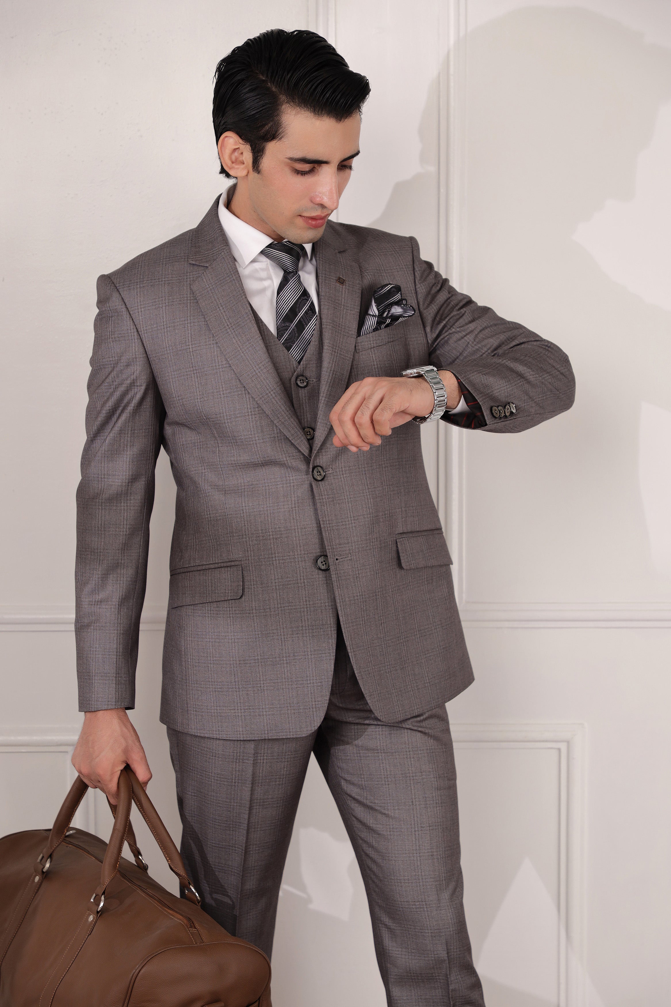 Buy GIORGIO ARMANI Regular Fit 2-piece Suit Set | Grey Color Men | AJIO LUXE